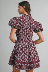 CASSIDY EMBROIDERED RUFFLE TIER MINI DRESS
