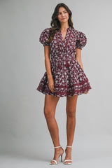 CASSIDY EMBROIDERED RUFFLE TIER MINI DRESS