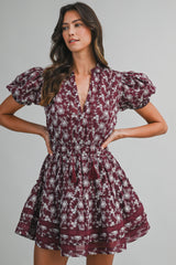 CASSIDY EMBROIDERED RUFFLE TIER MINI DRESS