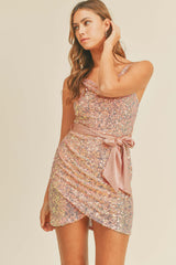 CHAYA SEQUINS COWL NECK DRESS