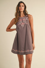 GLENNA EMBROIDERED MINI DRESS