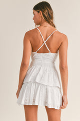 PENNY LACE RUFFLE TIE MINI DRESS