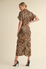 CHELSEA LEOPARD TIE FRONT SHIRTS DRESS