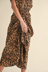 CHELSEA LEOPARD TIE FRONT SHIRTS DRESS