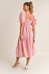 RIVKA FRONT DRAW STRING DETAIL MIDI DRESS