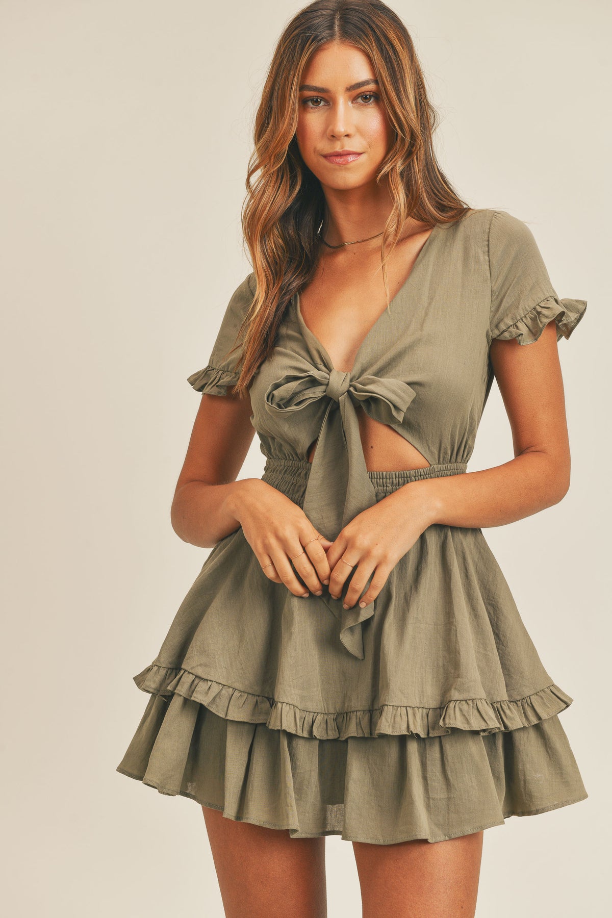 MAO　Cut Out Mini Dress LLLLAB M MAO Cut Out Mini Dress LLLLAB M Mini Dress with Waist Cut
