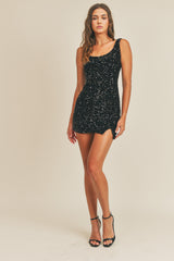 XIMENA SLEEVELESS SEQUIN MINI DRESS