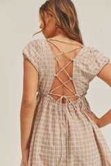 BACK LACE UP DETAIL MINI DRESS