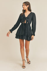 JOLLY TIE DETAIL RUFFLE MINI DRESS