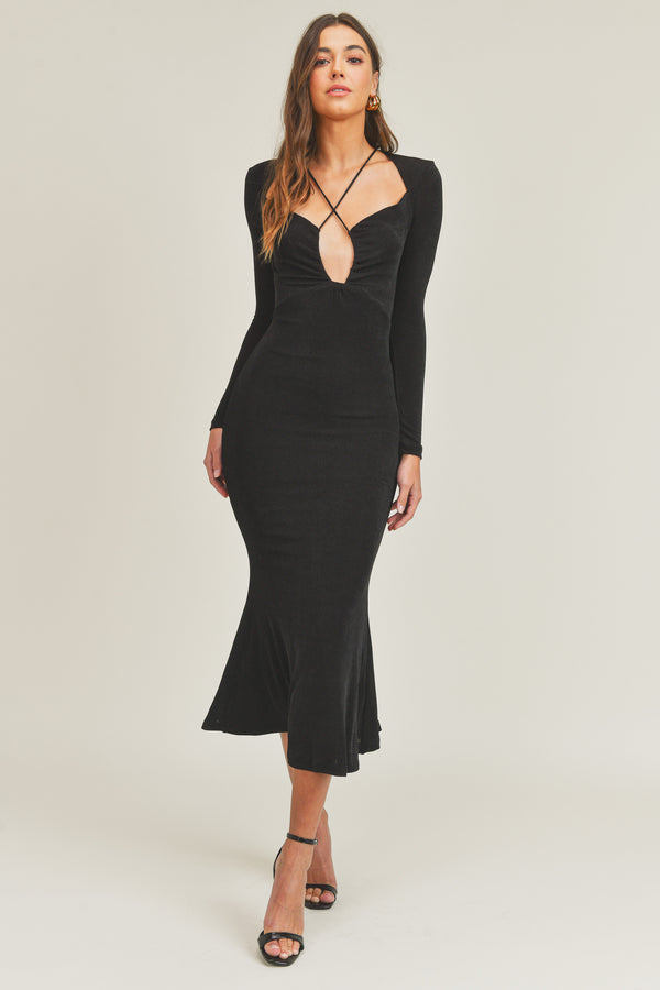 THALIA X STRAP MIDI DRESS