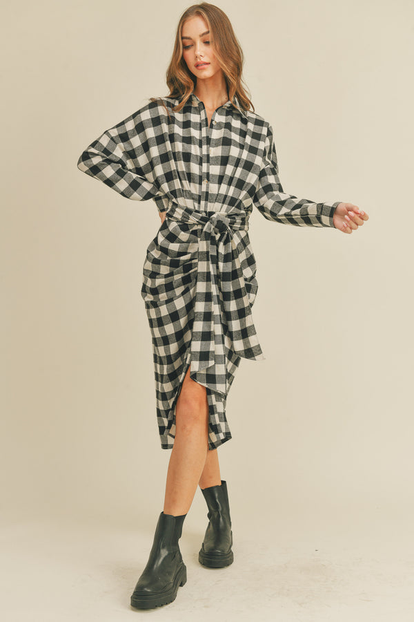 HAERI SHIRTS BUTTON DOWN MIDI DRESS