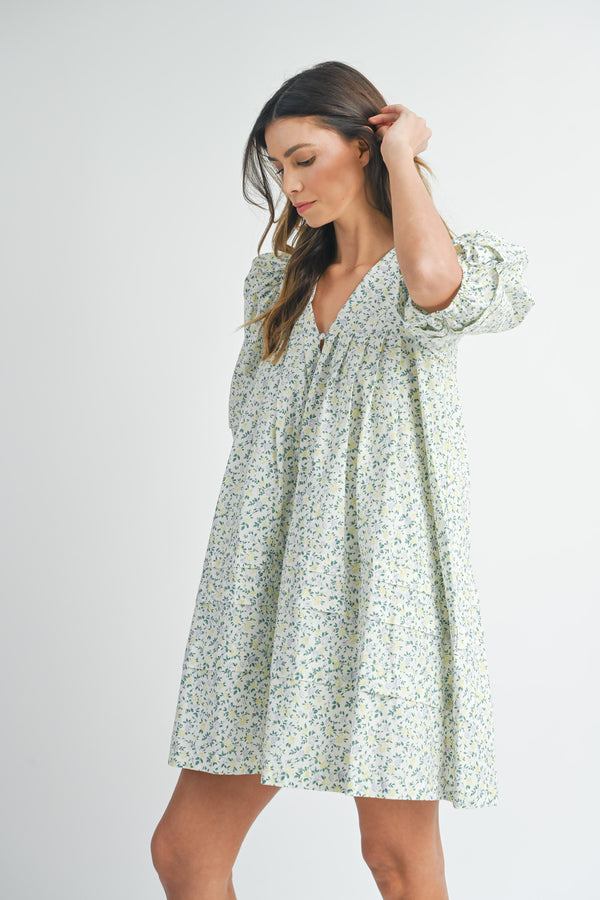AYLA FLORAL PUFF SLEEVE MINI DRESS