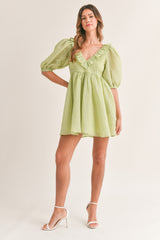 ASTRID RUFFLE V-NECK DRESS