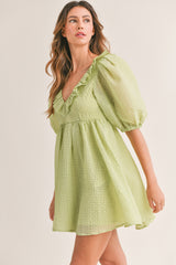 ASTRID RUFFLE V-NECK DRESS