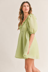 ASTRID RUFFLE V-NECK DRESS