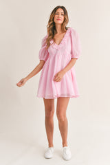 ASTRID RUFFLE V-NECK DRESS