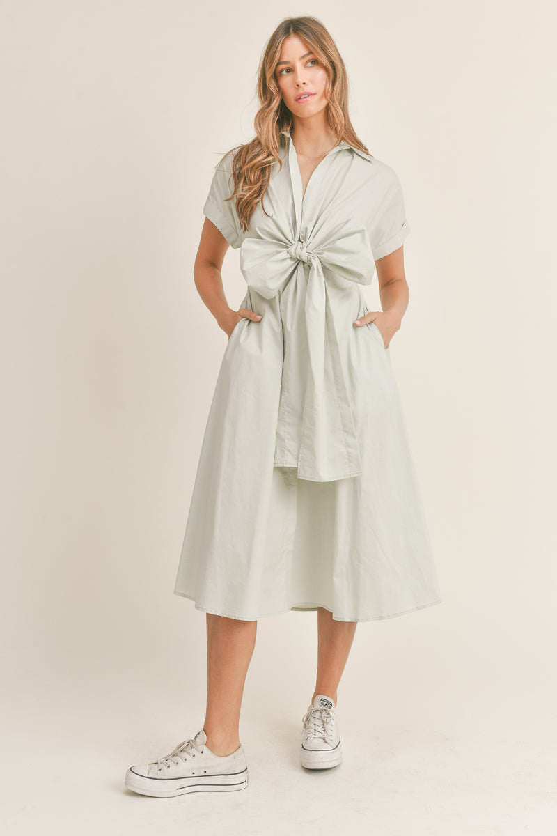 MILANI BOW TIED SHIRTS MIDI DRESS
