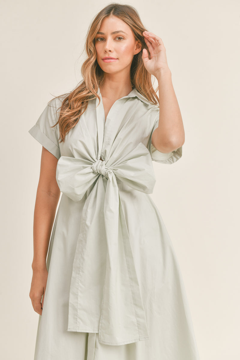 MILANI BOW TIED SHIRTS MIDI DRESS