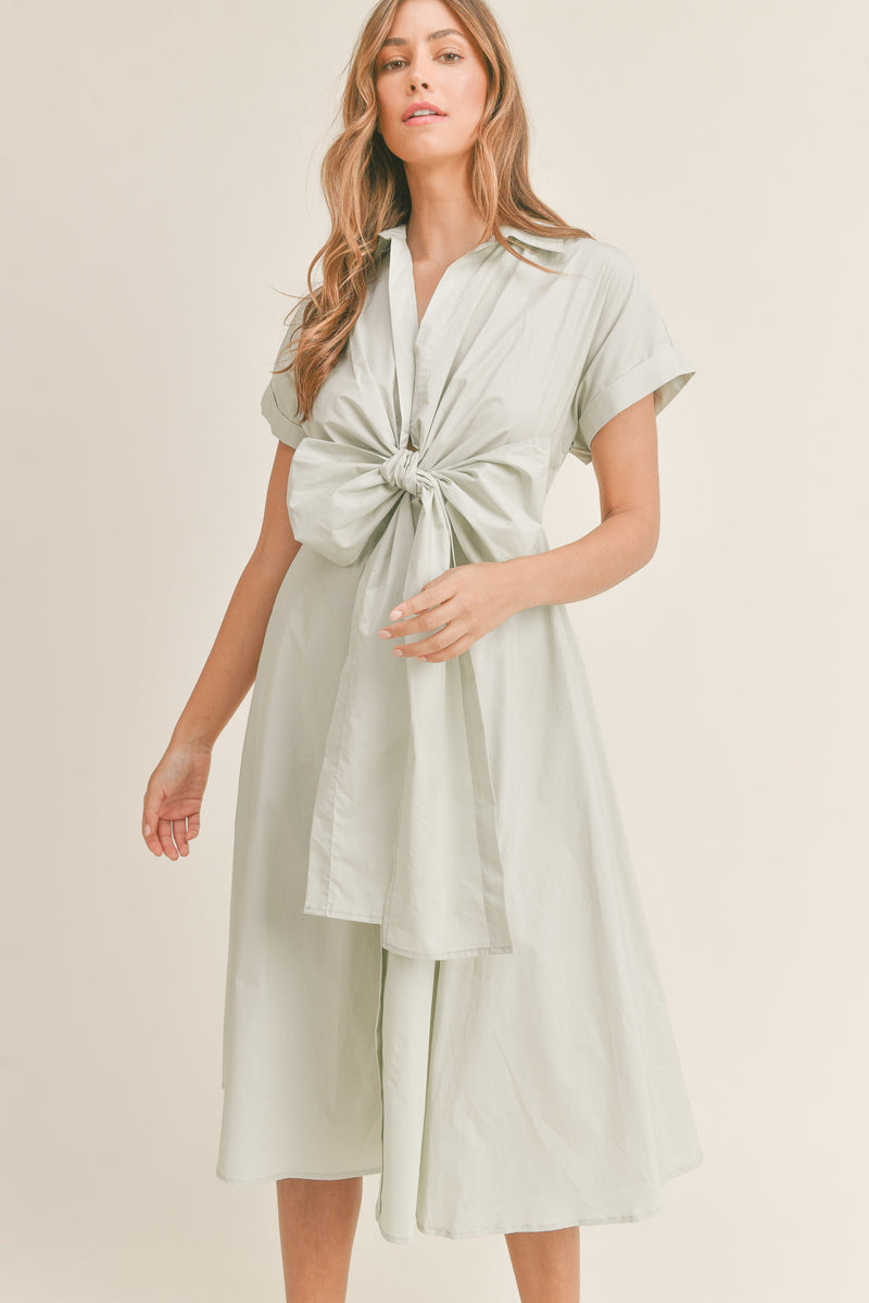 MILANI BOW TIED SHIRTS MIDI DRESS