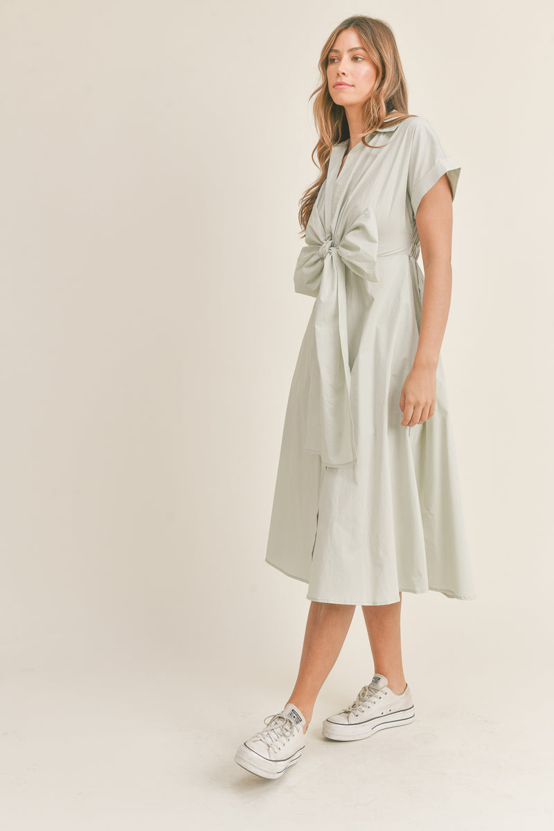 MILANI BOW TIED SHIRTS MIDI DRESS