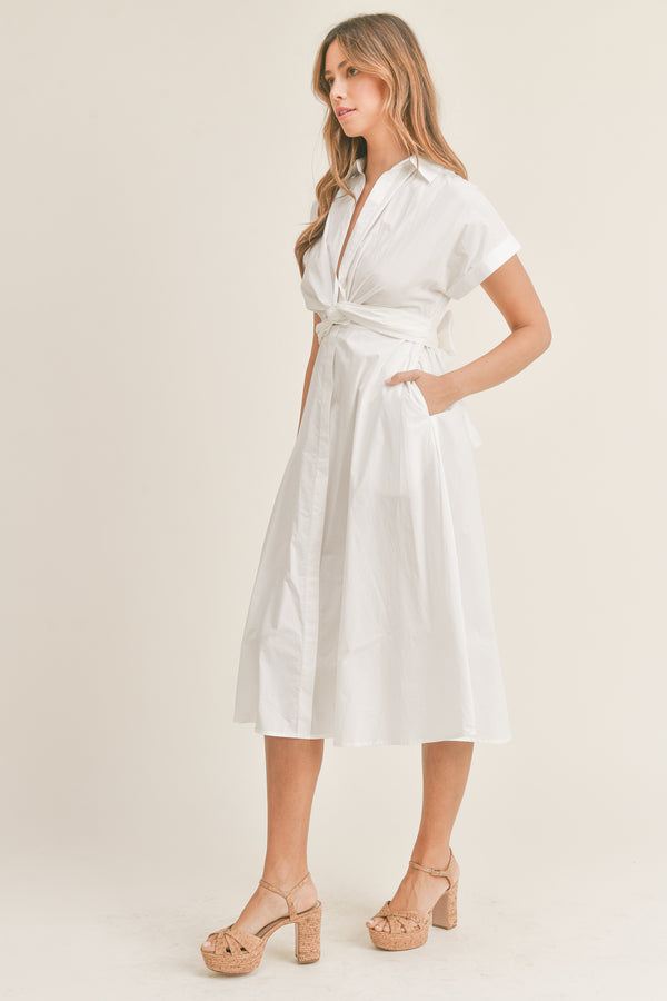 KARA BOW TIED SHIRTS MIDI DRESS