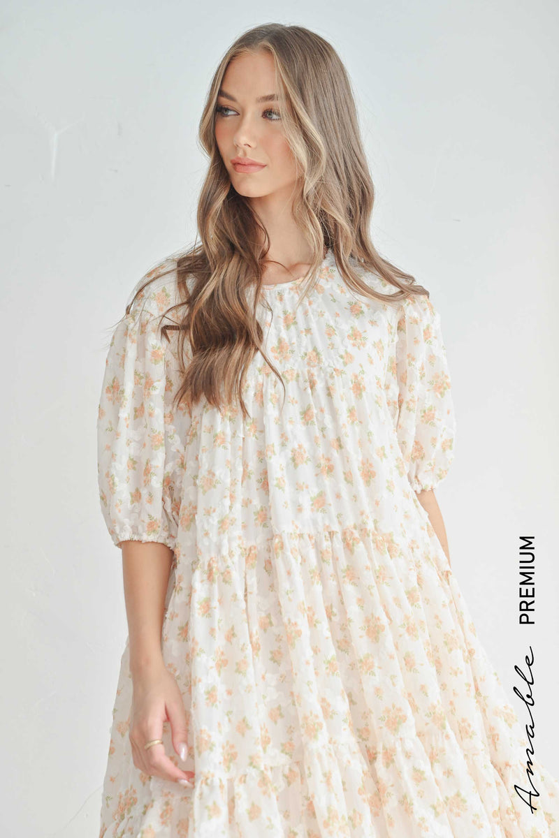 ESTELLA PUFF SLEEVE FLORAL DRESS