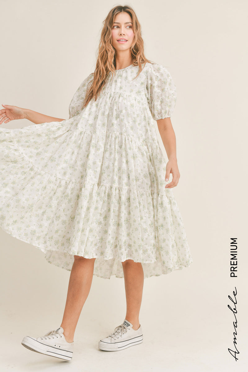 ESTELLA PUFF SLEEVE FLORAL DRESS