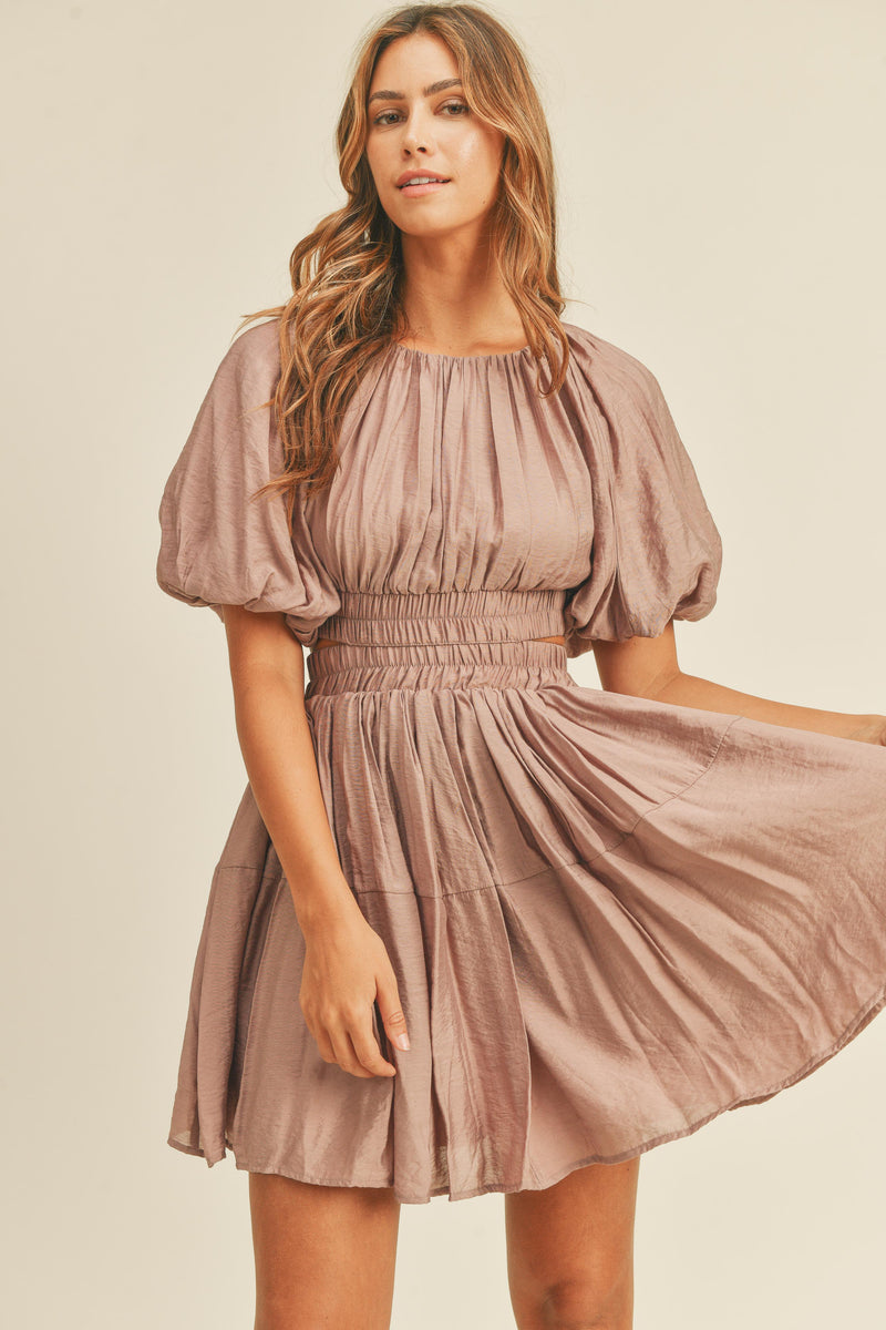 DAVINA SHIRRING DETAIL TIERED DRESS