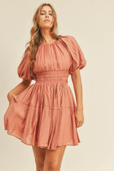 DAVINA SHIRRING DETAIL TIERED DRESS