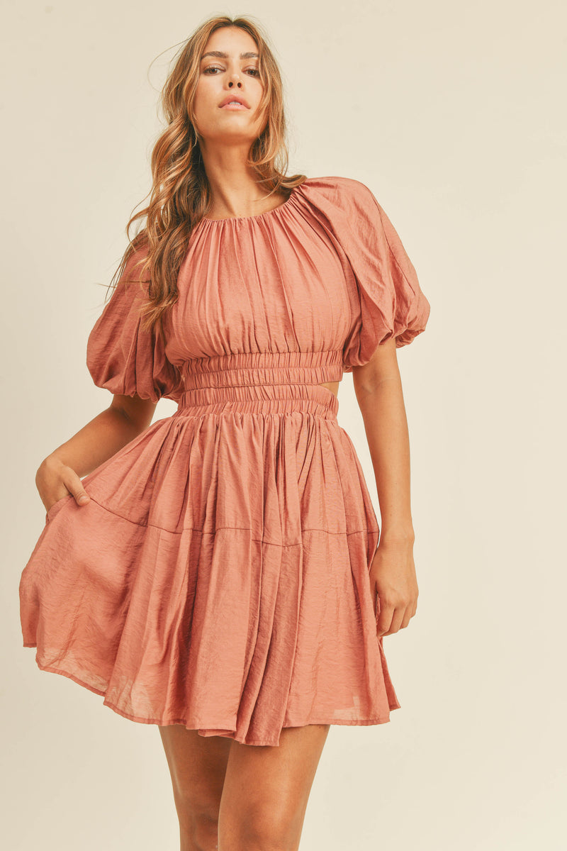 DAVINA SHIRRING DETAIL TIERED DRESS