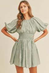 DAVINA SHIRRING DETAIL TIERED DRESS