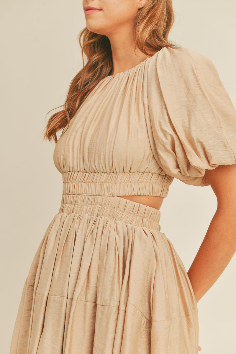 DAVINA SHIRRING DETAIL TIERED DRESS