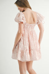 NOVA BOW EMBROIDERED MINI DRESS