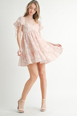 NOVA BOW EMBROIDERED MINI DRESS