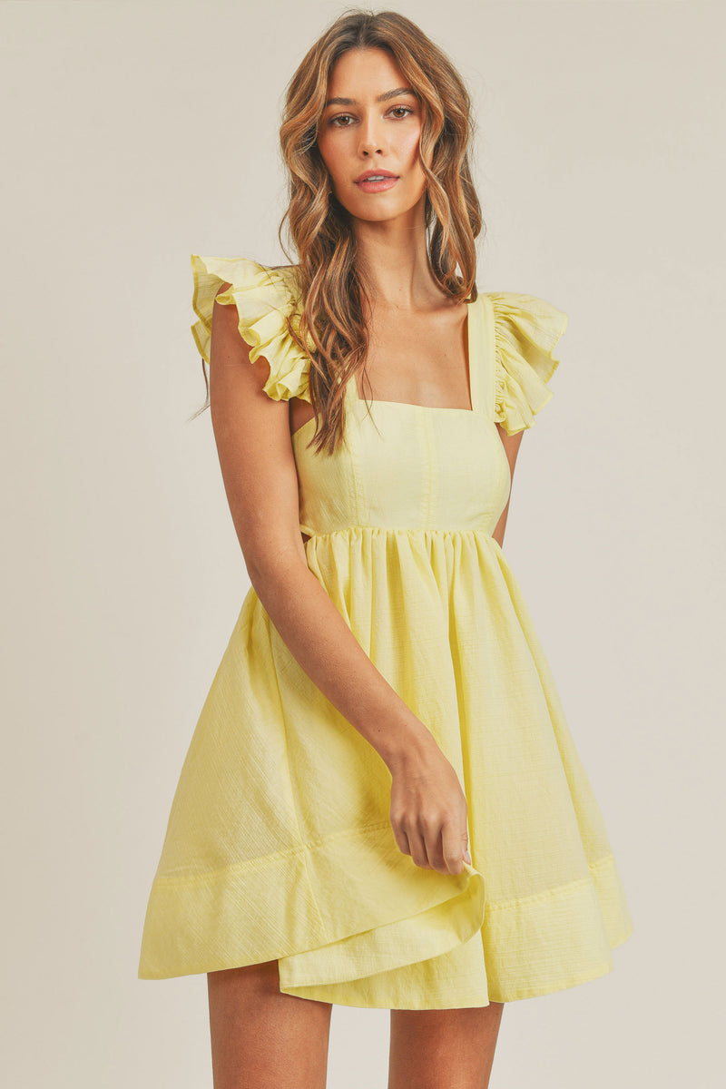 BROOKLYNN RUFFLE SLEEVELESS MINI DRESS