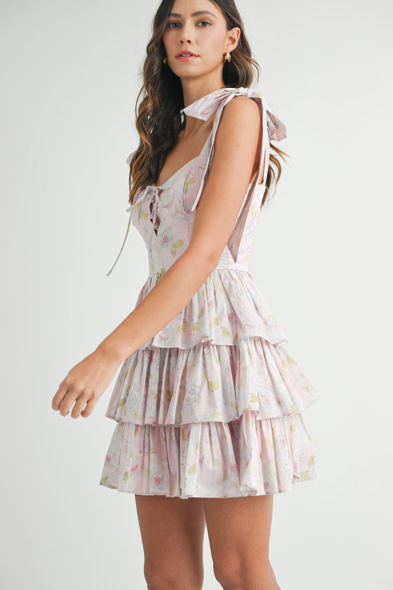 madeleine floral corset bow strap mini dress Francesca's Madeleine Floral Corset Bow Strap Mini Dress