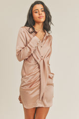 AMANI FRONT TIE SHIRT MINI DRESS