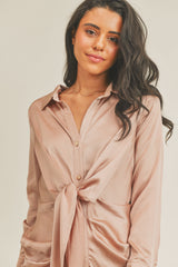 AMANI FRONT TIE SHIRT MINI DRESS