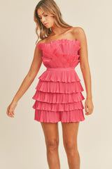 DANI LAYERED PLEATED RUFFLE MINI DRESS