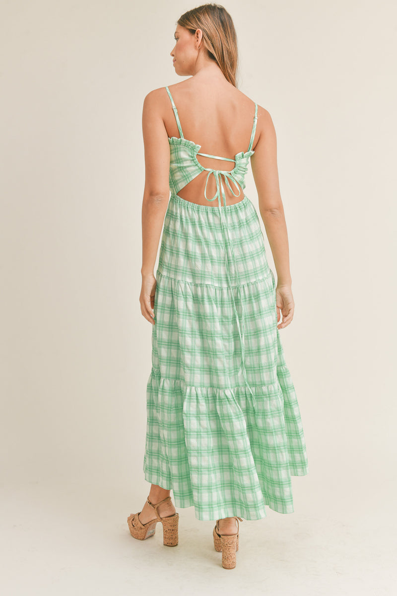 GENEVIEVE SMOCKED TIERED MIDI DRESS