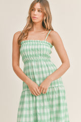 NASTIA SMOCKED TIERED MIDI DRESS