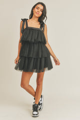 NOVALEE TULLE TRAPEZE MINI DRESS