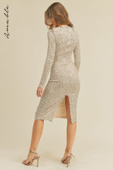 MEGUMI SEQUIN MIDI DRESS