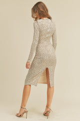 MEGUMI SEQUIN MIDI DRESS