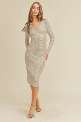 MEGUMI SEQUIN MIDI DRESS