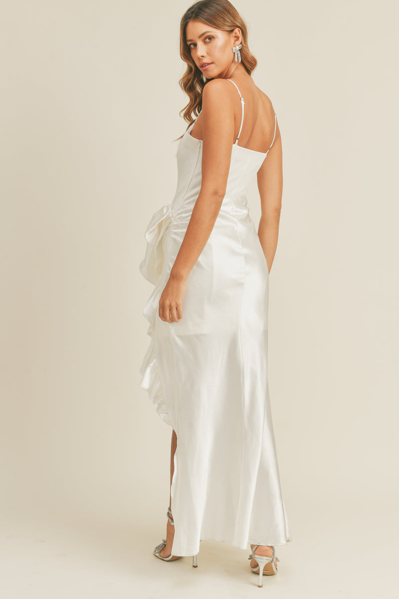 TESSA SIDE RUFFLE LONG DRESS