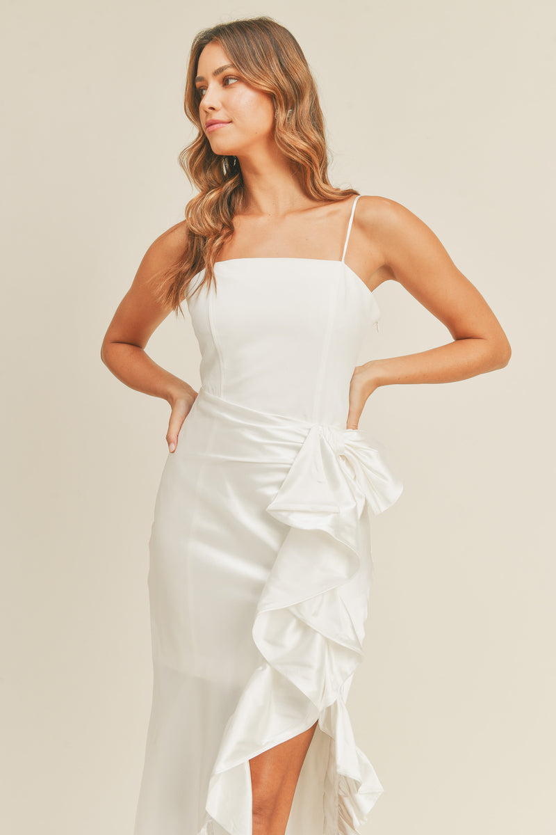 TESSA SIDE RUFFLE LONG DRESS