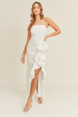 TESSA SIDE RUFFLE LONG DRESS