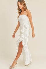 TESSA SIDE RUFFLE LONG DRESS