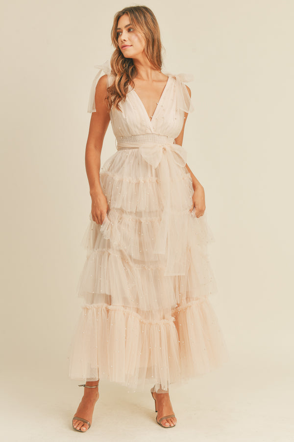 CATALINA MESH TIERED MAXI DRESS